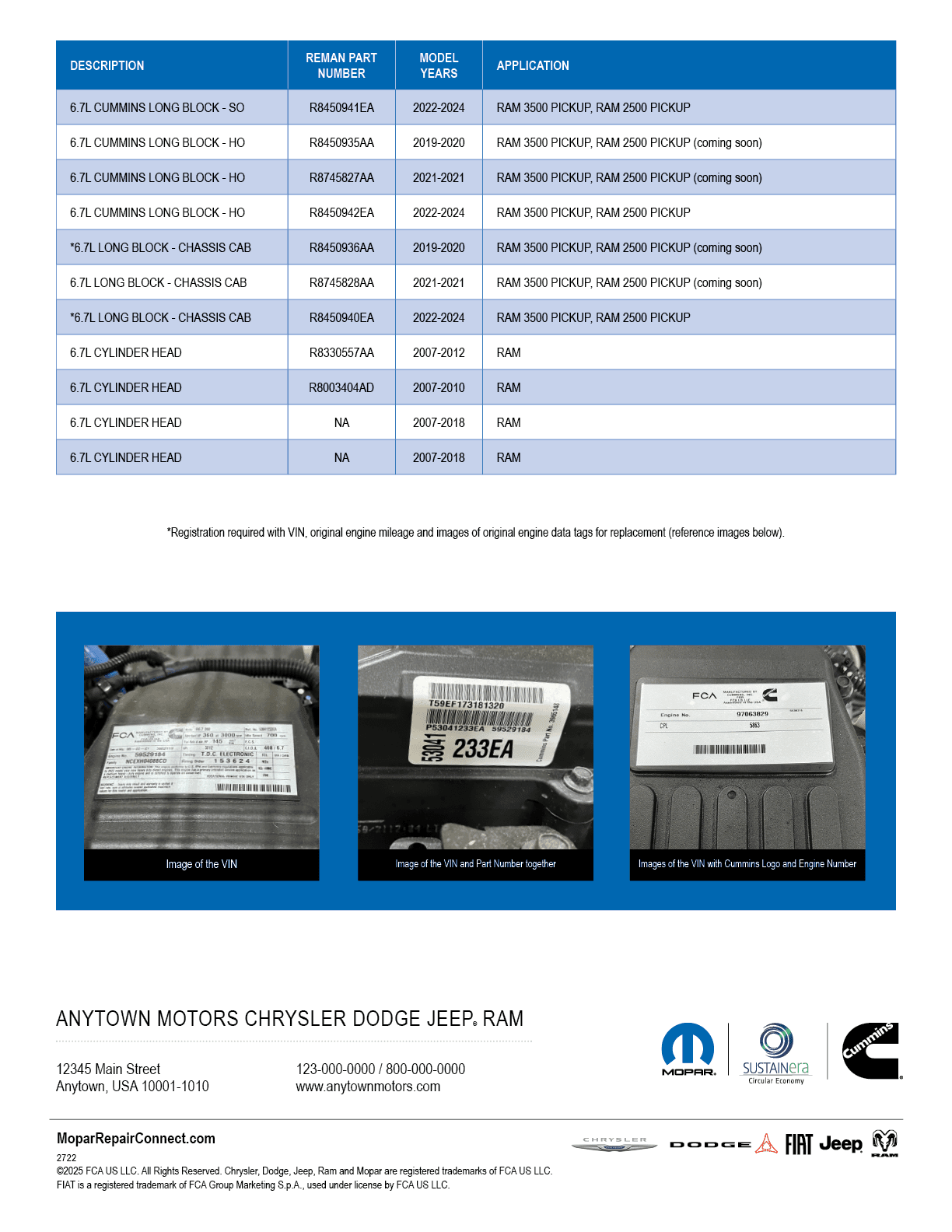Cummins, SUSTAINera, Mopar Reman, Mopar Engines, Diesel, powertrain