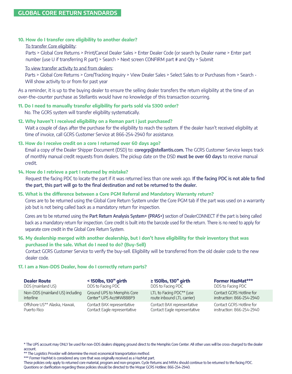 Stellantis North American Core Return Guide Policies and Procedures, All in one place.