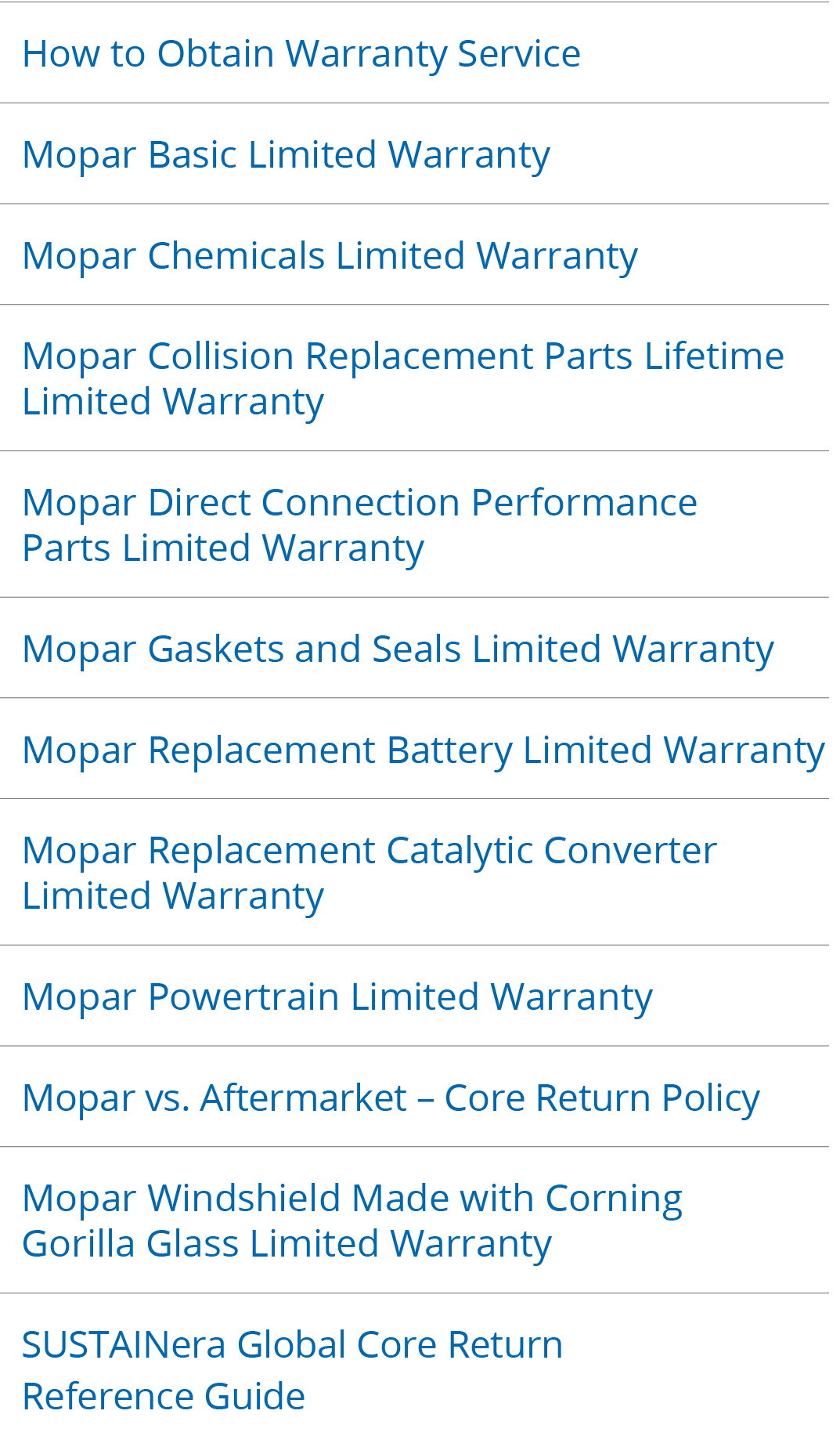 How to Obtain Warranty Service ,Mopar Basic Limited Warranty ,Mopar Chemicals Limited Warranty ,Mopar Collision Repla...